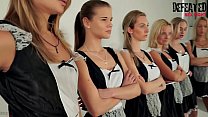 sex アルファ女性メイドのための6人の女の子乱交セックスファイト porn