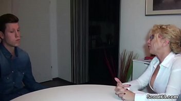 sex horny mom helps young boy with his first fuck porn