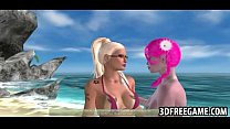 sex две сексуальные пляжные лесбиянки с большими сиськами 3d трахаются друг с другом porn