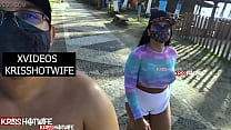 sex крисс хотвайф в прозрачном топе без лифчика гуляет по пляжу очень шлюховатая и горячая porn