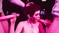 sex 한 여자가 클럽에서 두 개의 거시기와 떡을 칩니다 l 3d 무수정 포르노 porn