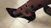 sex cunnilingus black patent castaluna leather high heels anklet and pantyhose dangling by isabellesandrine porn