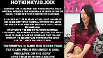 sex hotkinkyjo в темнокрасном платье трахает толстый дилдо от mrhankey и анальный пролапс на диване porn